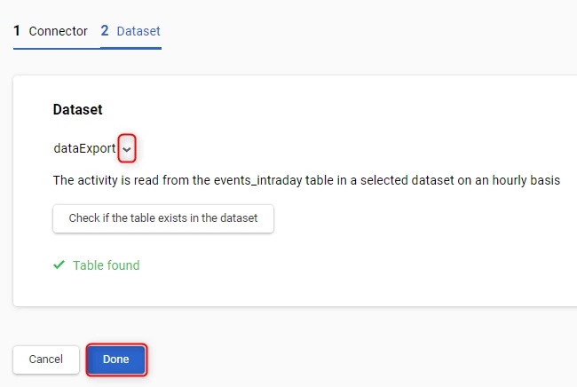 Select a BigQuery dataset