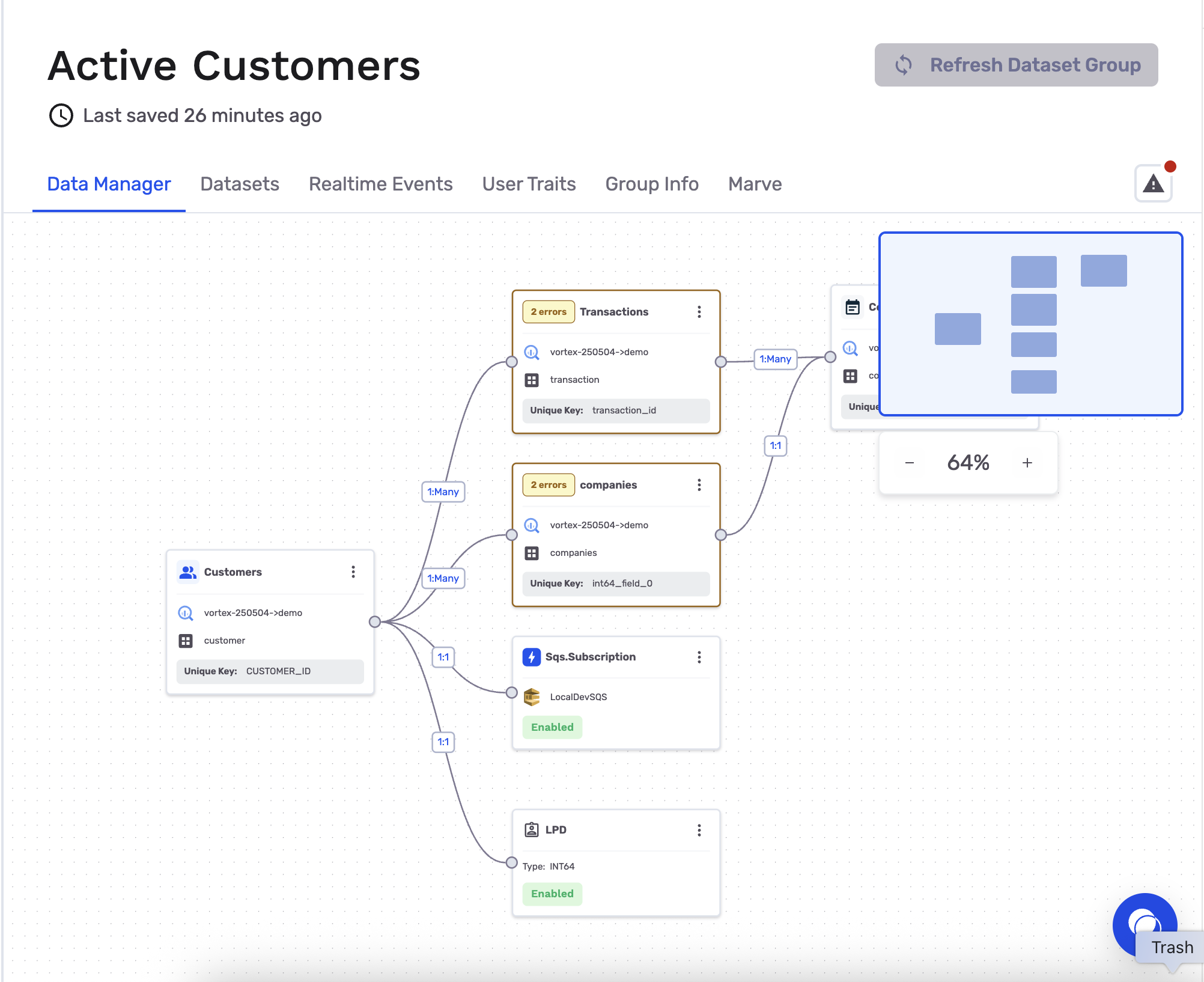 Schema mutation alerts in resolving status while refresh is in progress
