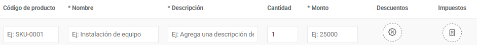 Paso 3: completar el detalle del ítem