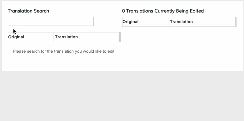 You can search through existing translations and add new ones by entering a word or phrase into Translation Search.