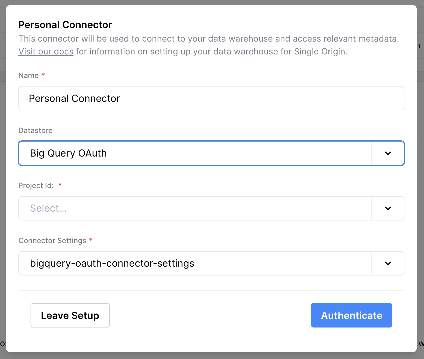 BigQuery Personal Connector