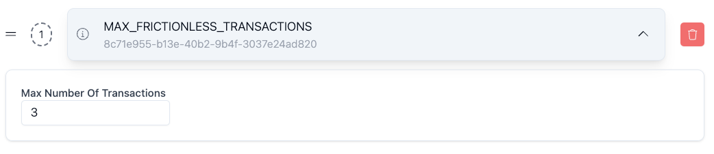 Max Frictionless Transactions rule configuration