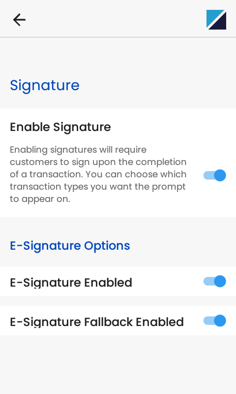 BluePOS® Signature Settings