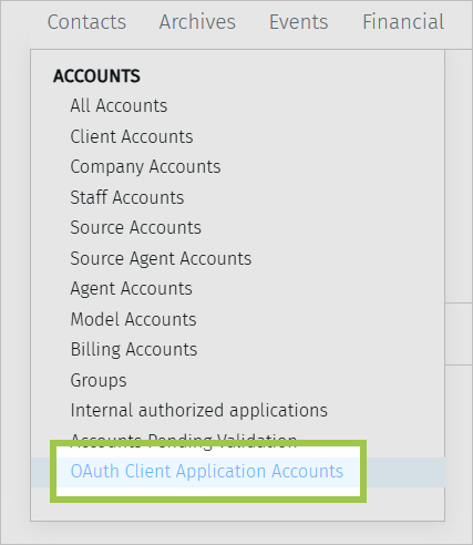 OAuth Client Application Accounts