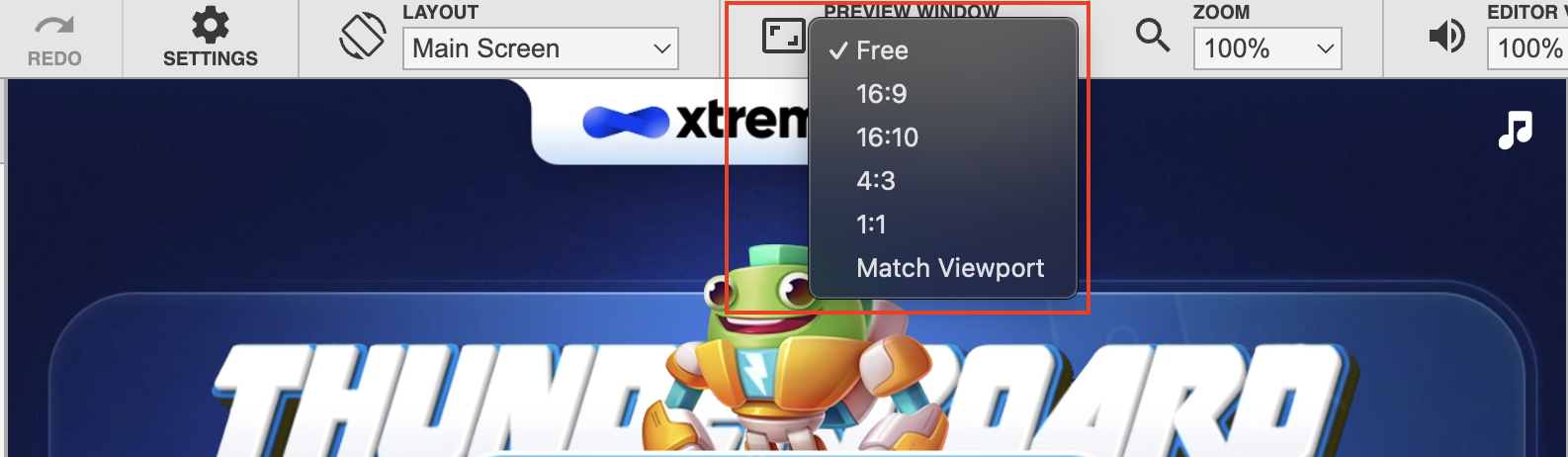 Navigating the different previews in the Editor