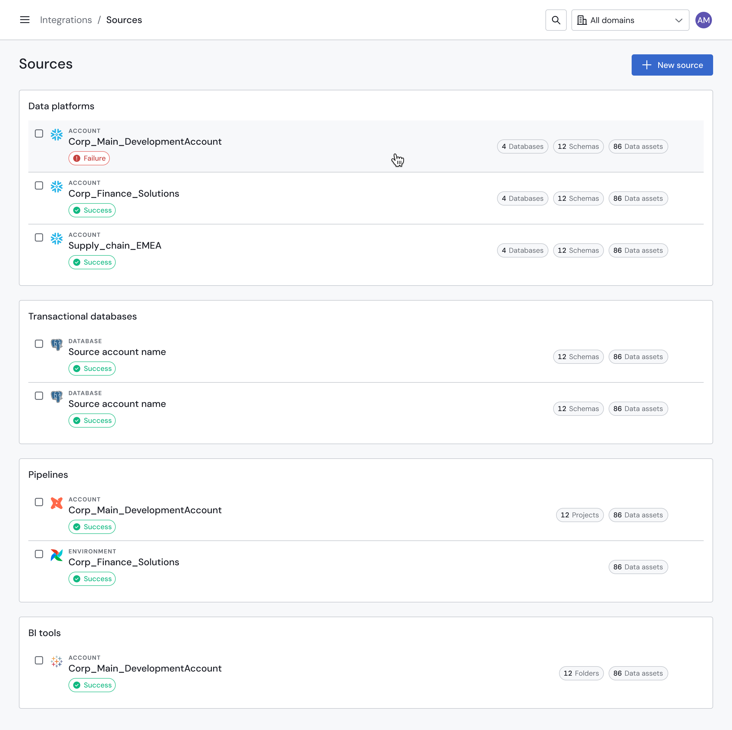Sifflet's Sources page
