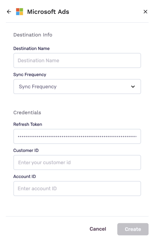 microsoft ads destination configuration