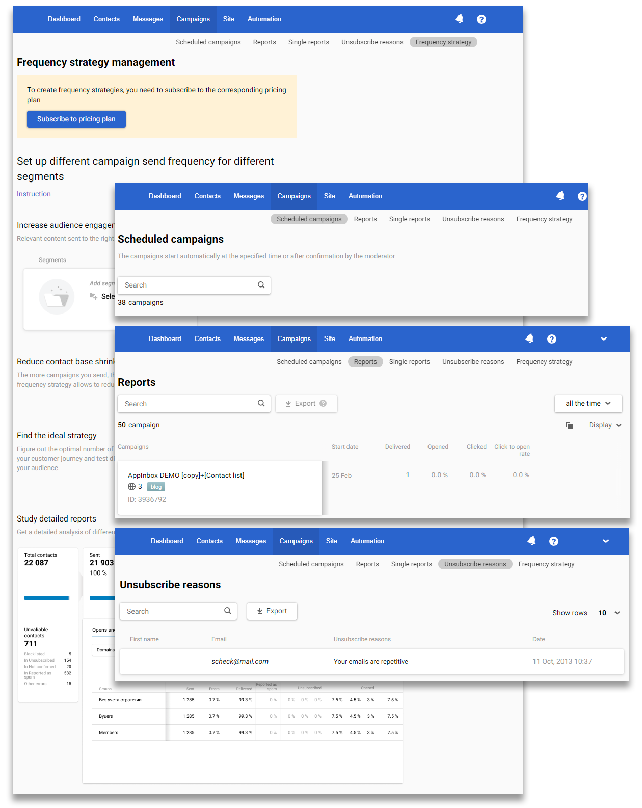 Campaigns section