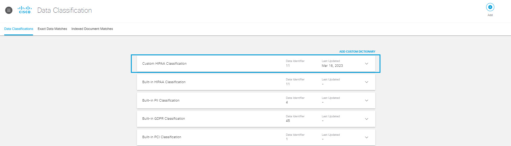 Create a Data Classification Using a Template