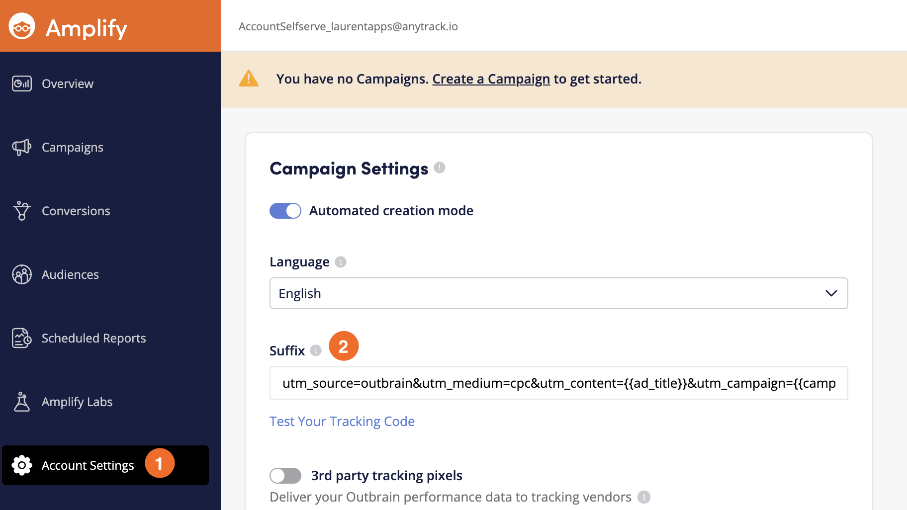 Install the UTM tracking template in your Campaign Settings.