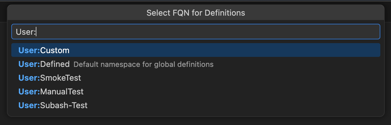 Namespace selection quick-pick when downloading