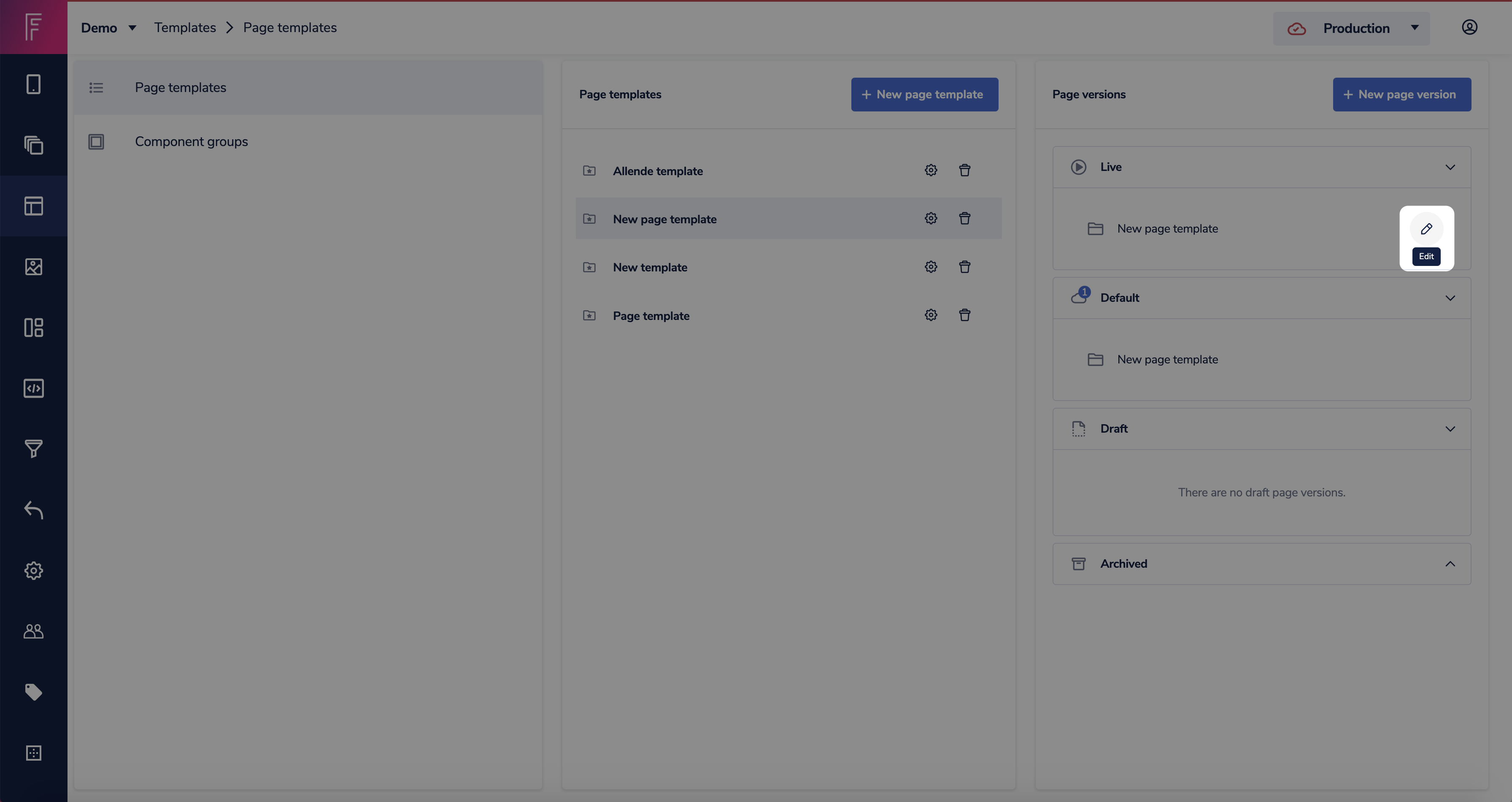Click the edit icon on the page template version.png