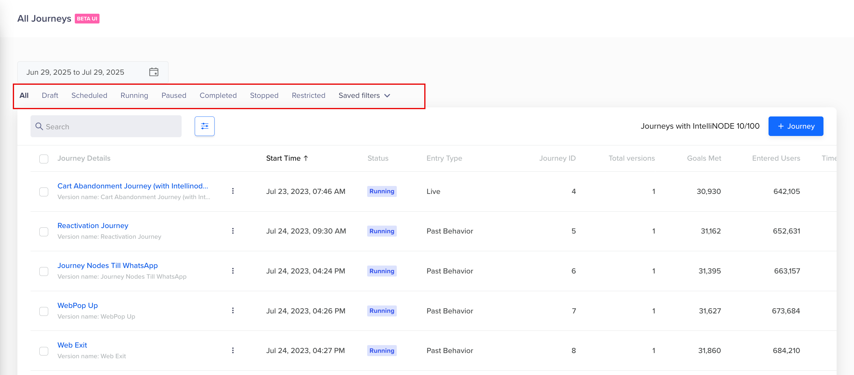 Quick Journey Filters