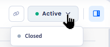 Screenshot of the button for updating conversation status