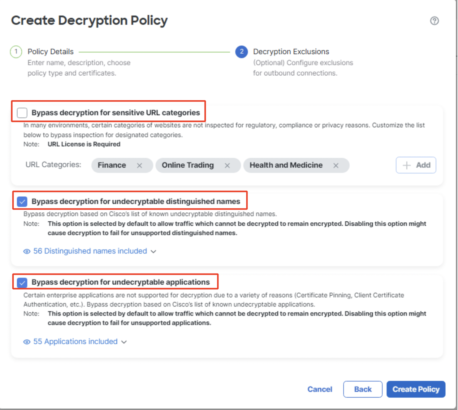 Decryption Exclusions