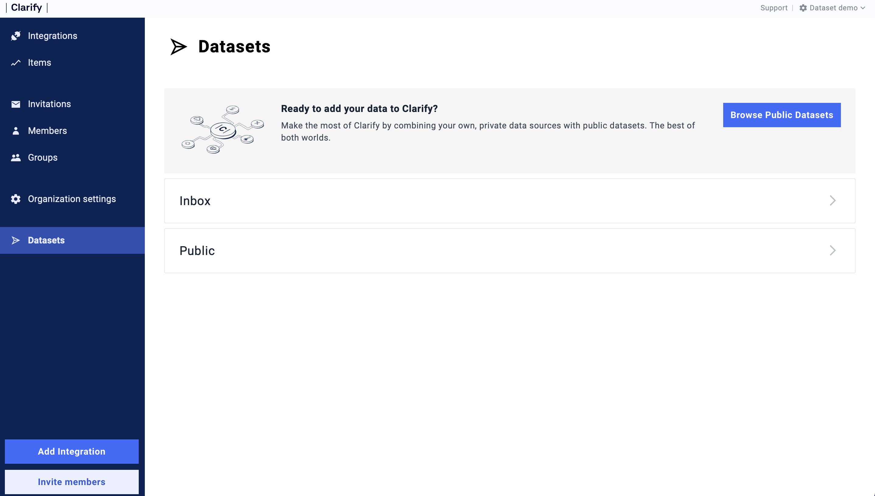 Available datasets in your organization.