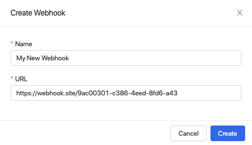 Settings > Webhooks > Create Webhook