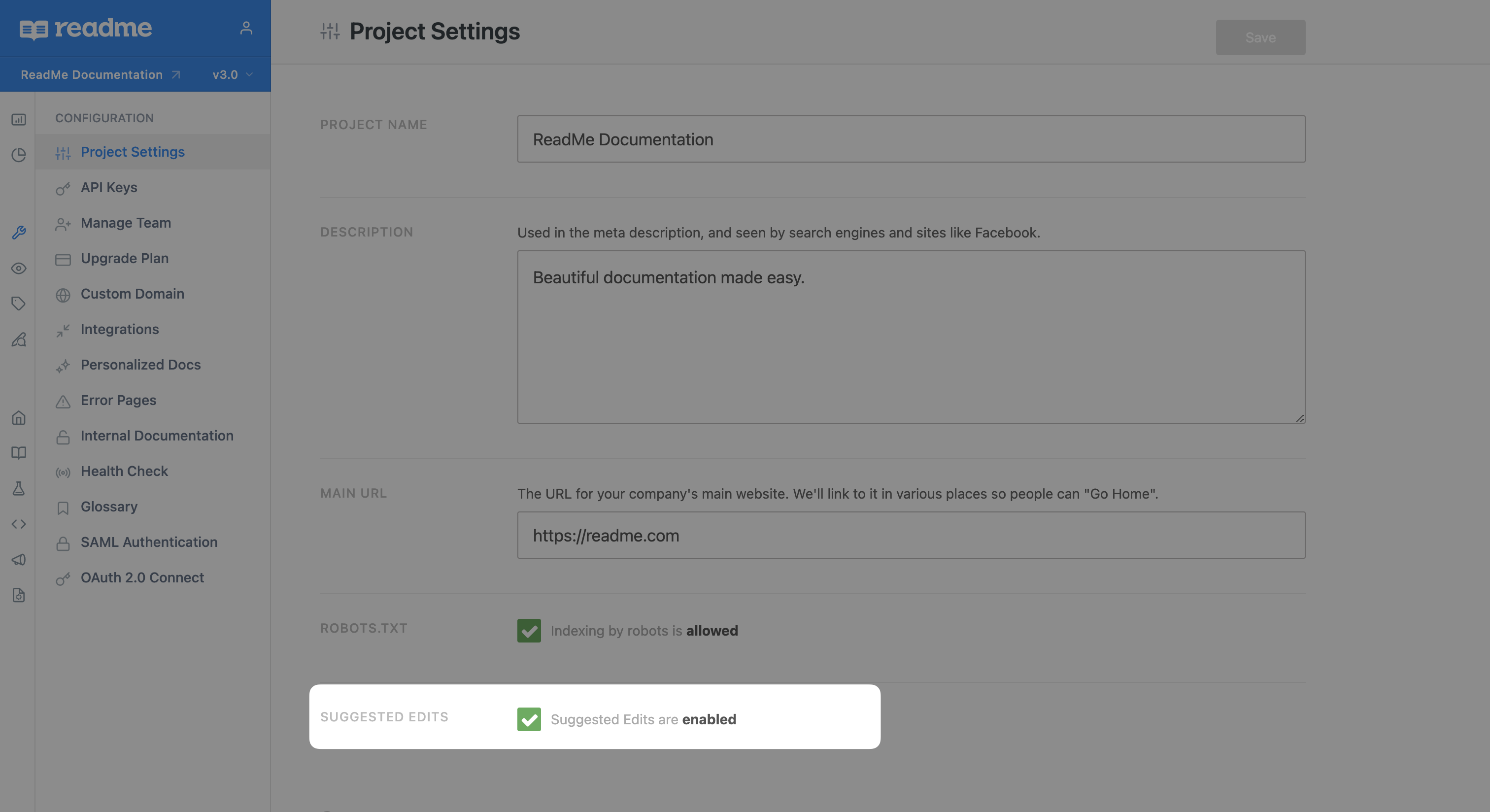 Uncheck the box under **Project Dashboard > Manage Projects** and hit Save!