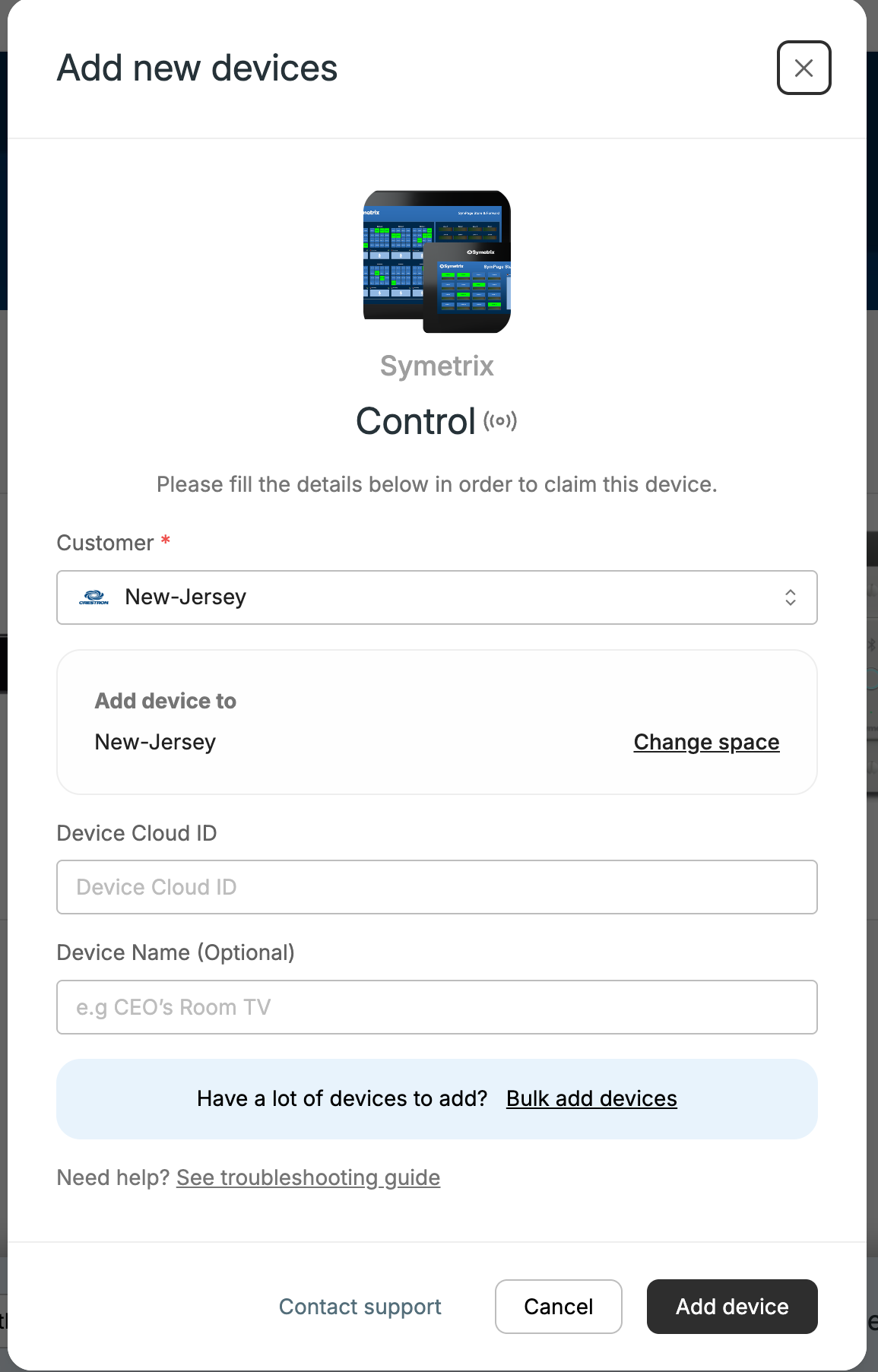 Fill in the device details.