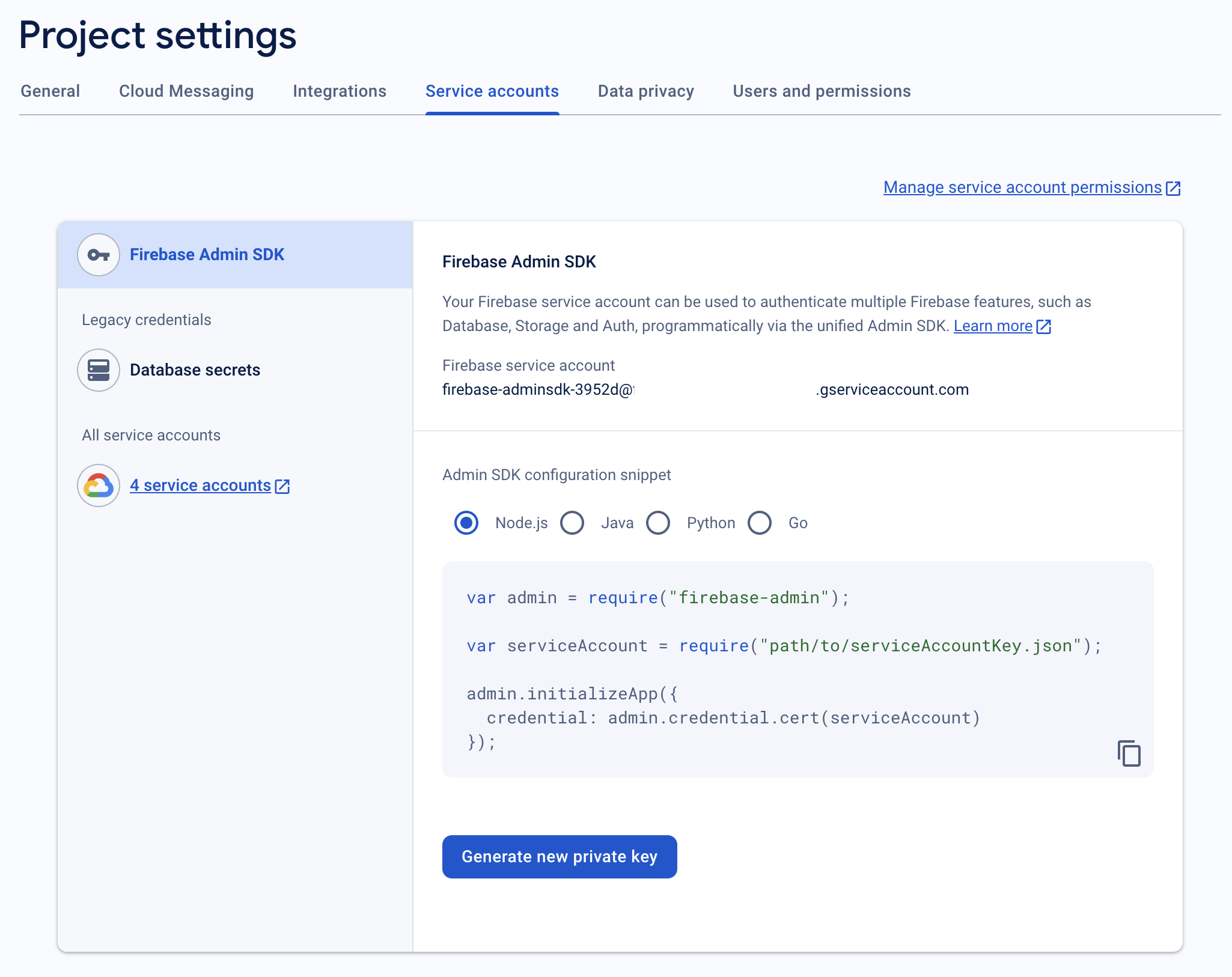 FIrebase Service Accounts