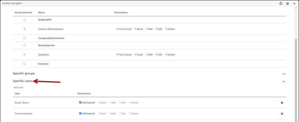 Updating user permissions