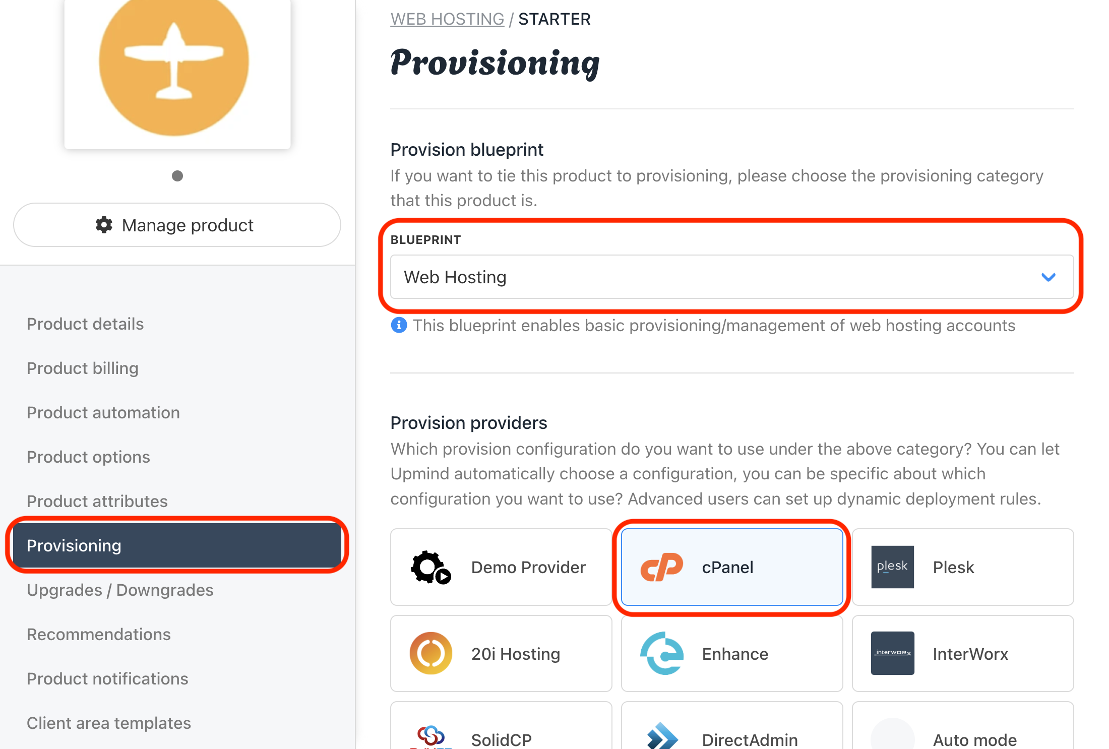 Provisioning under Product