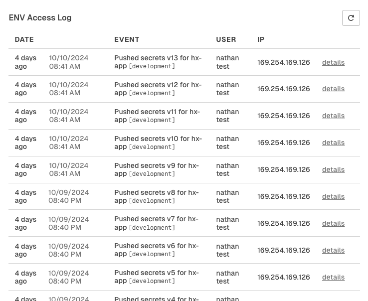 example ENV access log