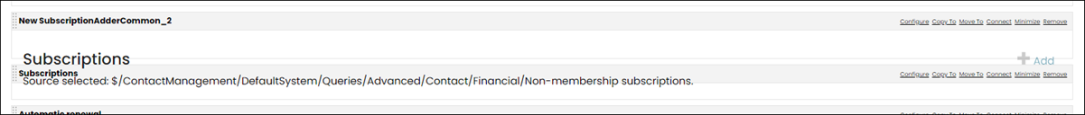 Ensuring the subscription adder content item is right above the query menu content item