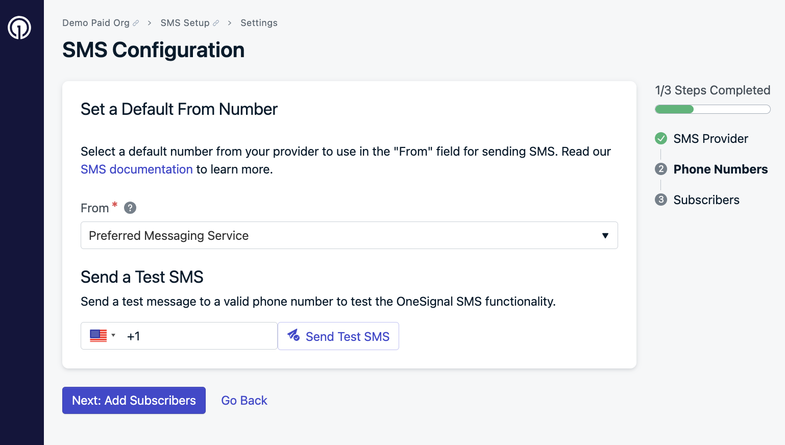 Image above shows setting a default number