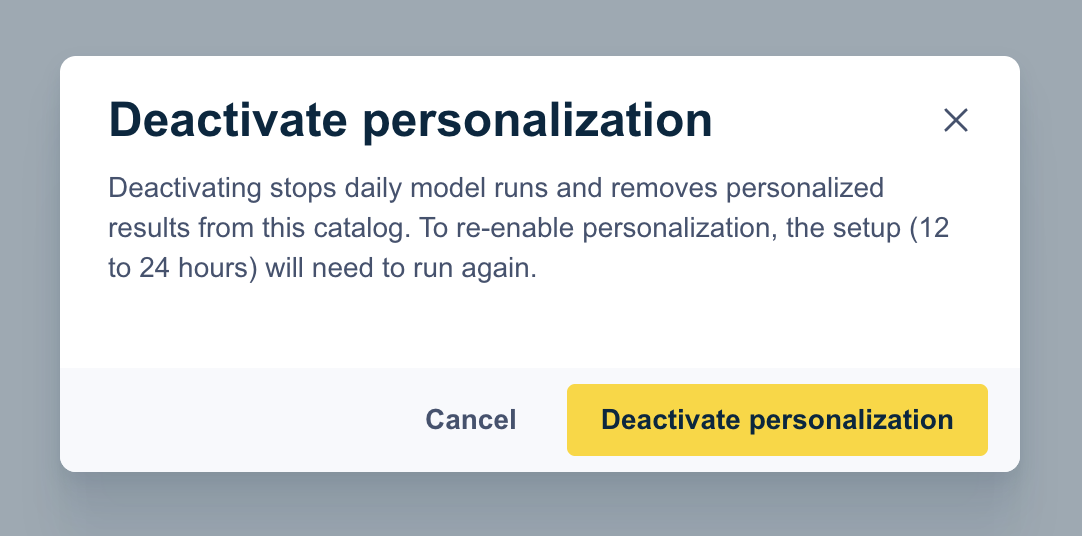 Deactivate confirmation dialog