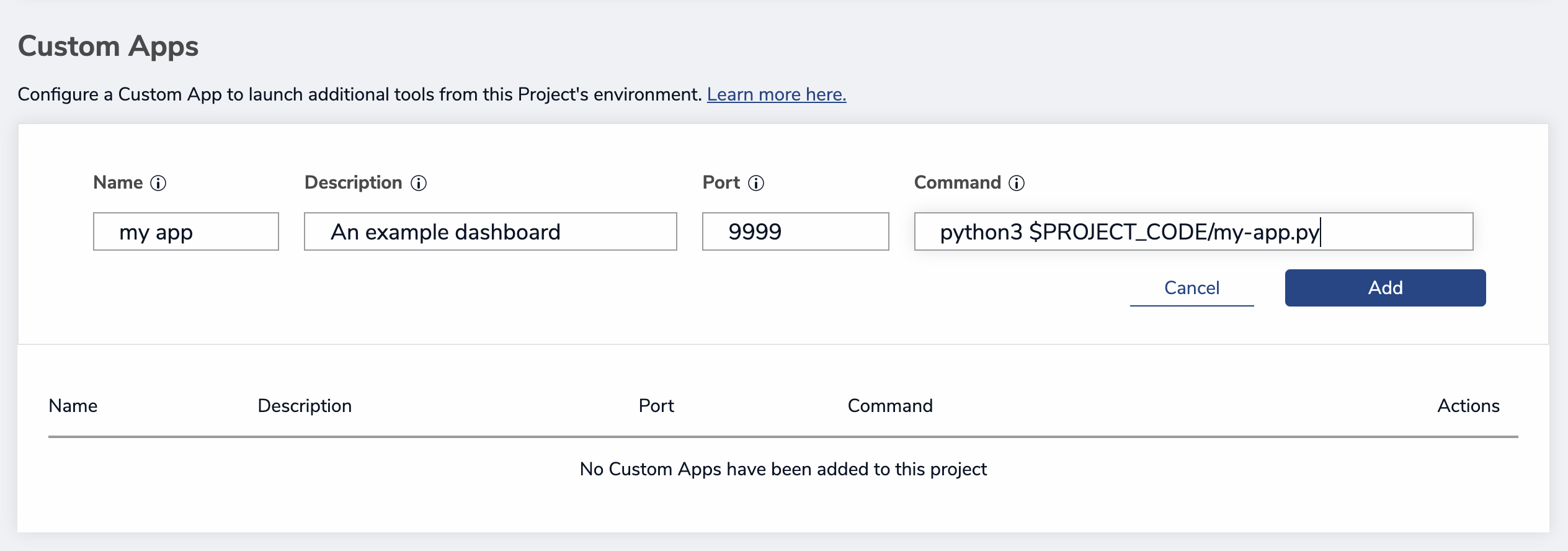 Screen Shot 2021-02-18 at 4.49.23 PM.png Adding a new App via the Custom App widget
