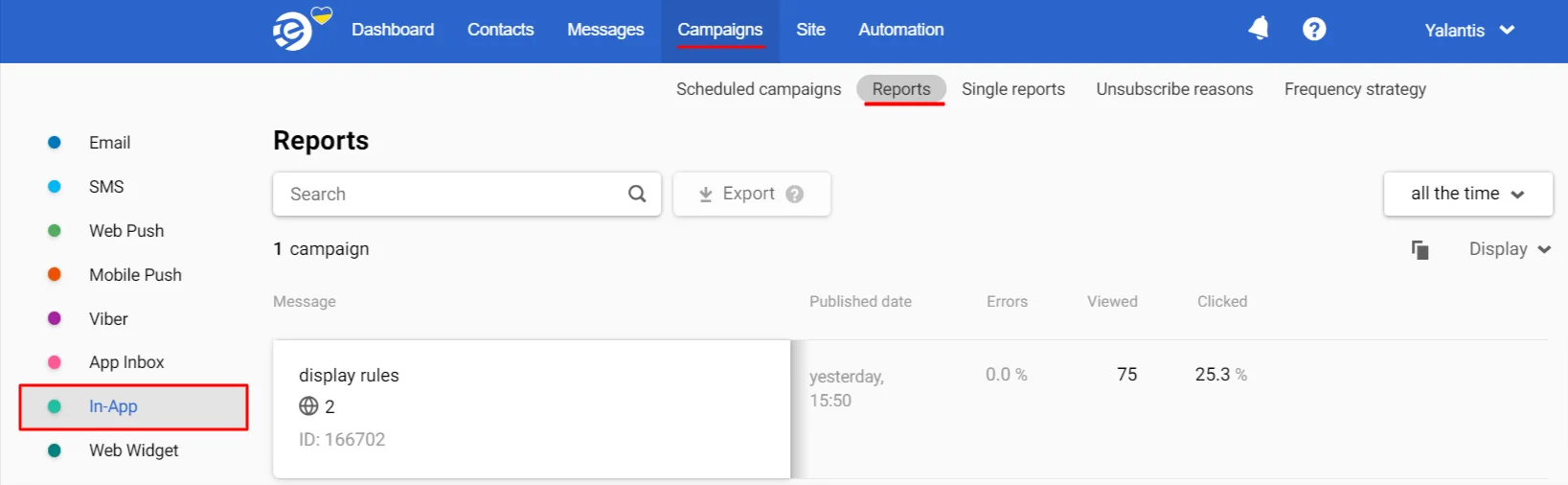 Campaigns → Reports