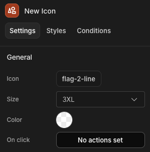 Define click actions in the settings panel