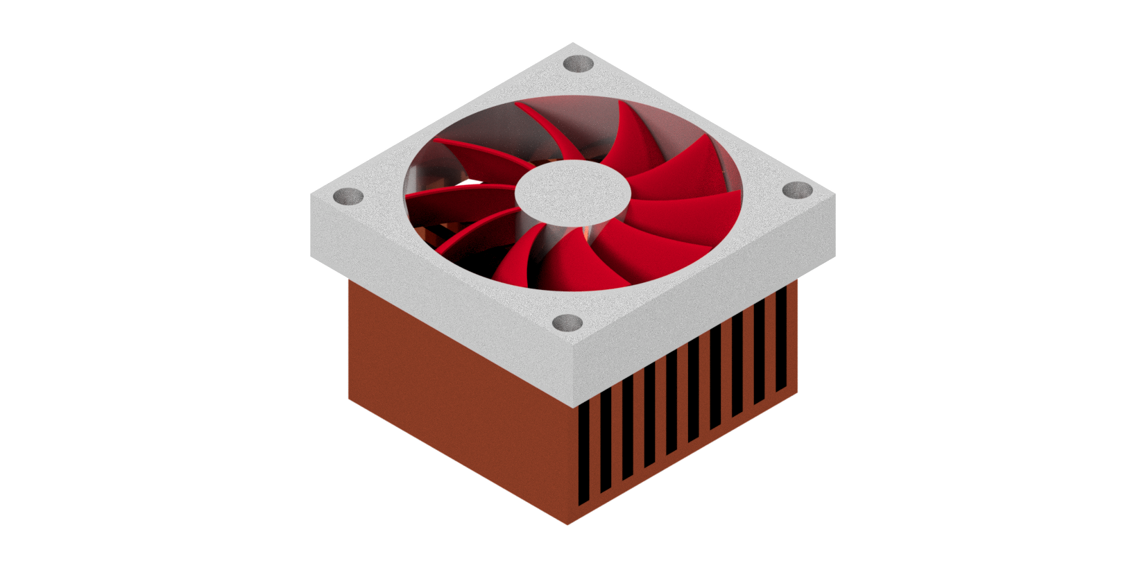 Standard fin heatsink example with a fan on top of it