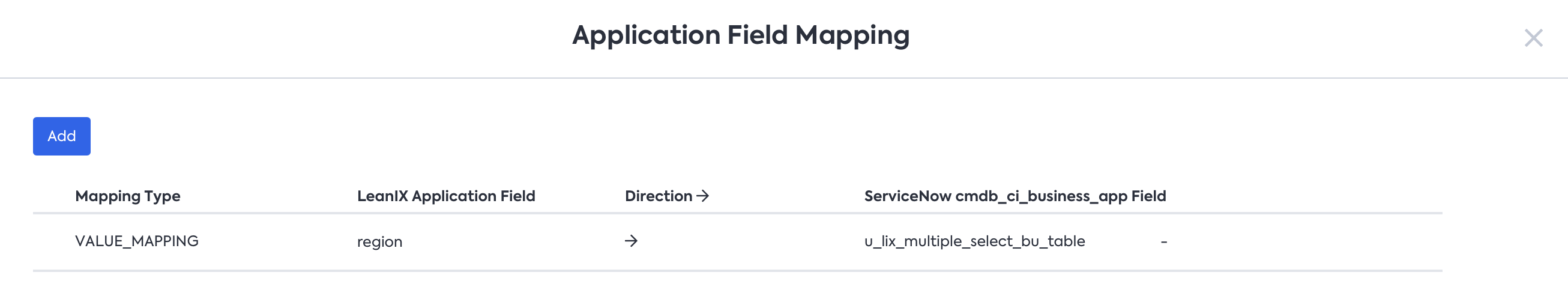 `VALUE_MAPPING` type dynamically understands if the SAP LeanIX field is `SINGLE_SELECT` or `MULTIPLE_SELECT`