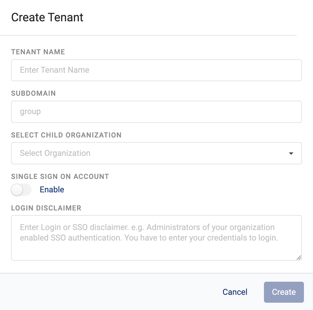 Create New Tenant