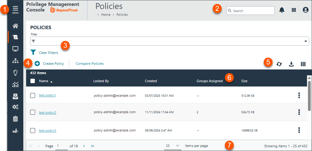 Endpoint Privilege Management Policies page.