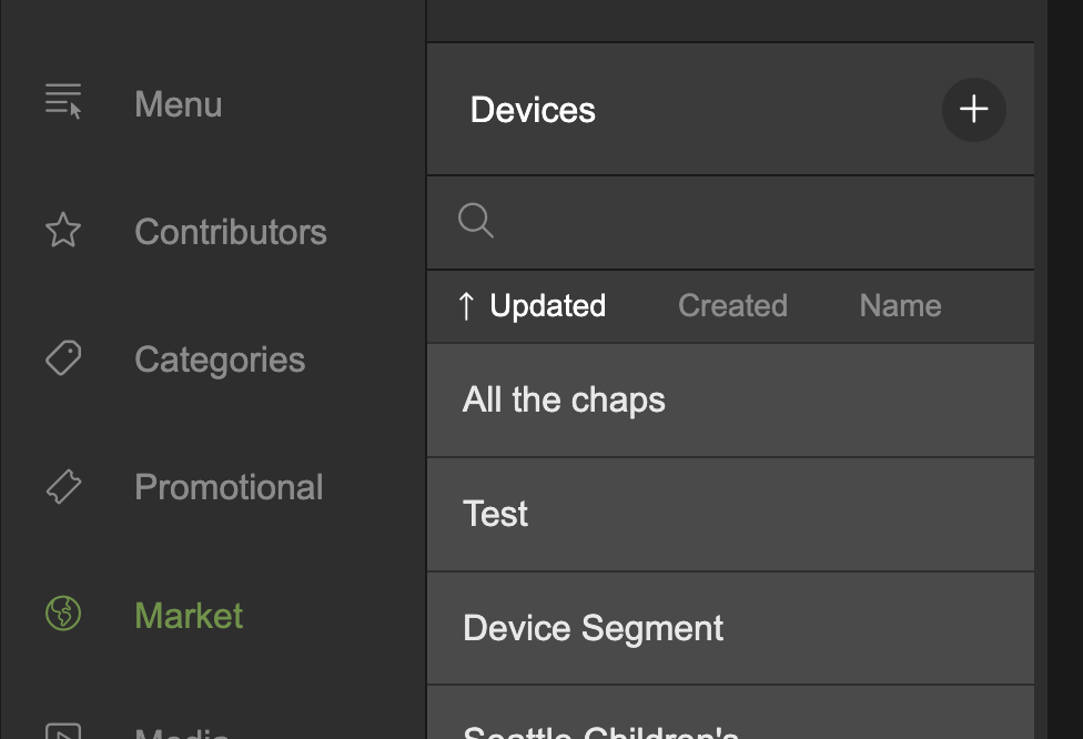 Click the **+** icon to create a new devices segment