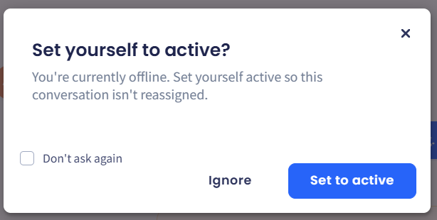 Screenshot of the Set yourself to active? dialog box