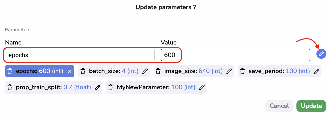 Modify parameter