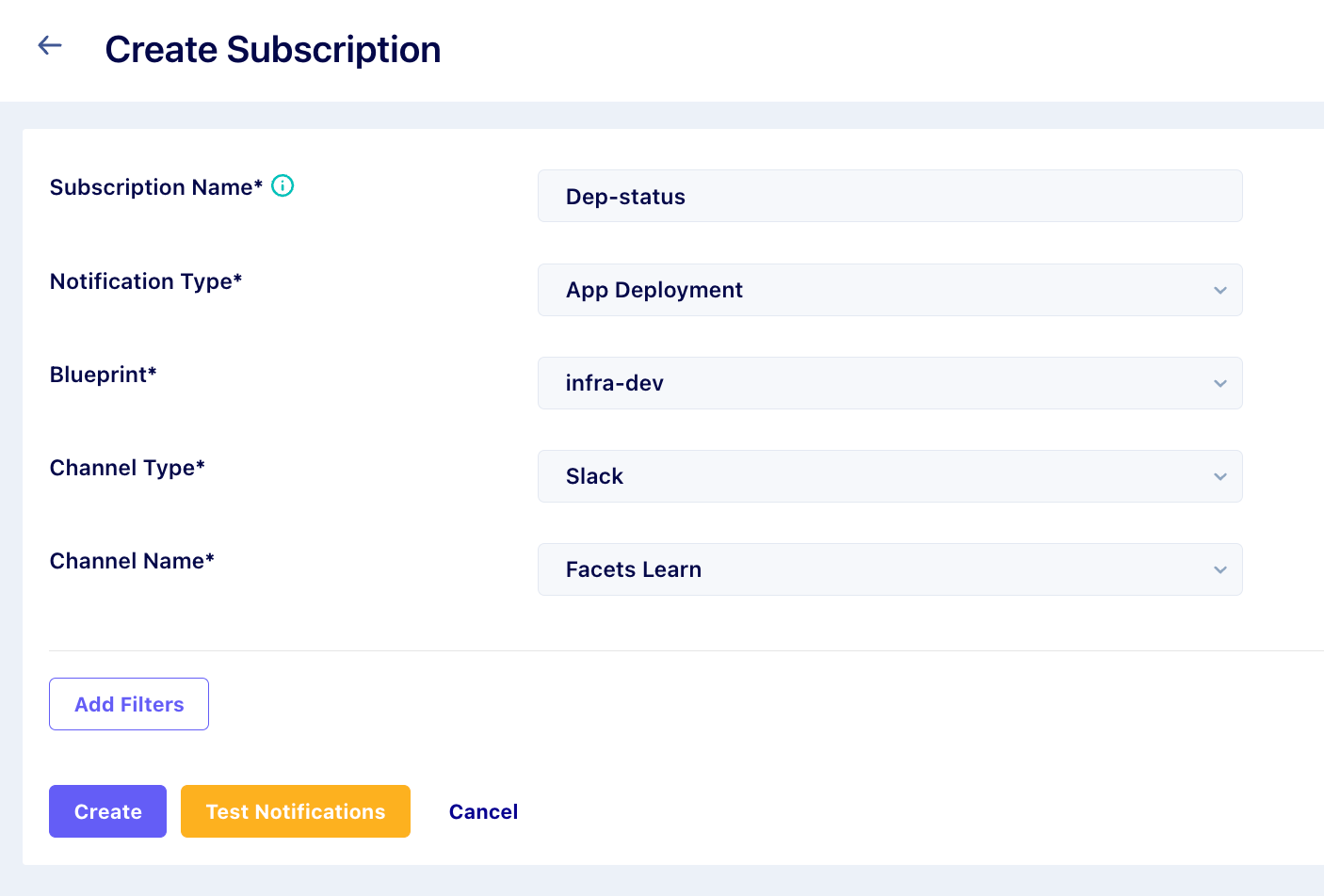 Create Subscription Screen
