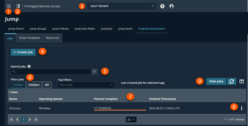 An image of a Privileged Remote Access interface showing the Endpoint Automation tab.