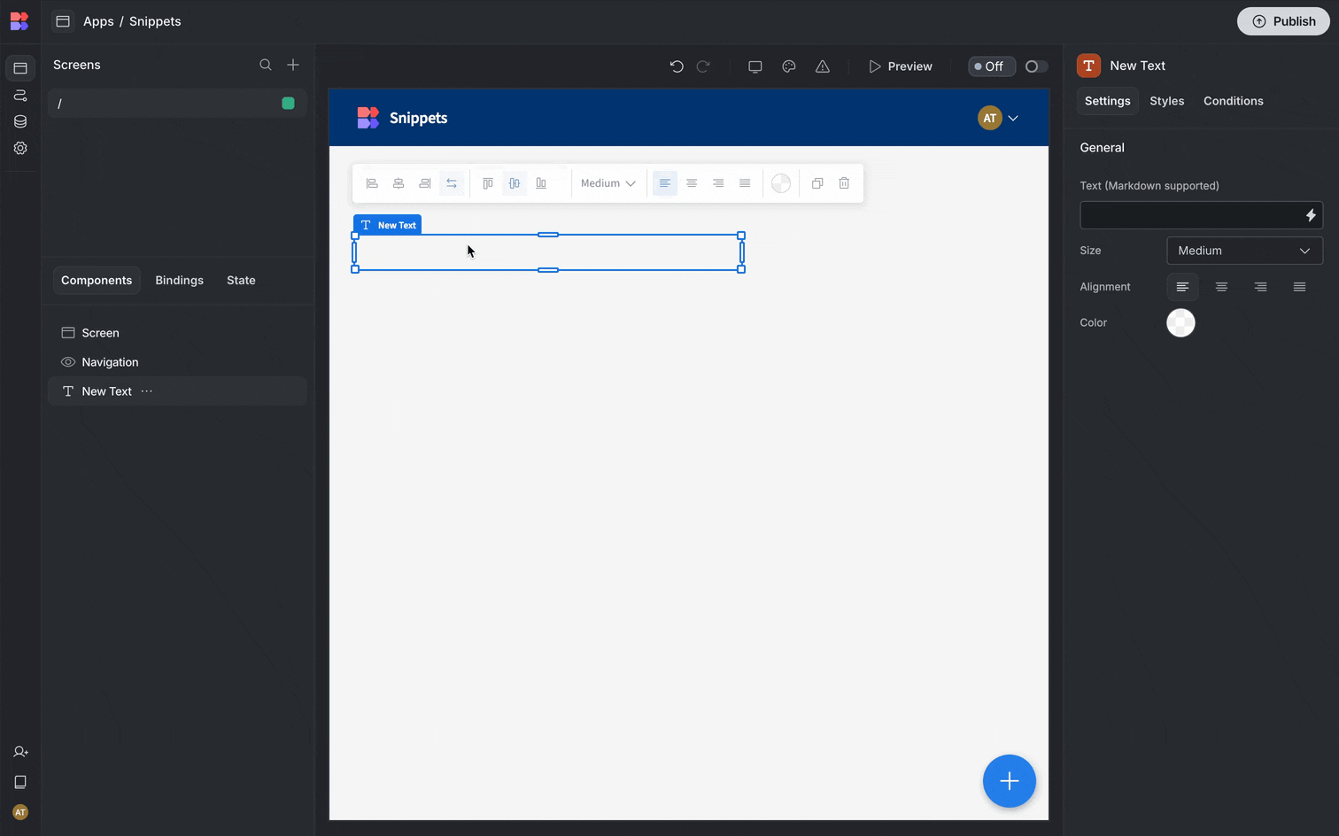 A gif showcasing how to access Javascript snippets