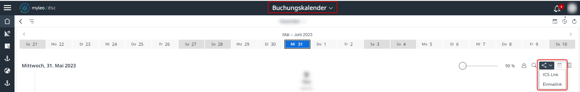 Einen Einmallink im Buchungskalender erstellen