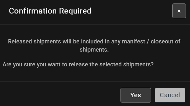 Confirming shipment recalling