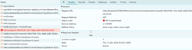 Screenshot of the unauthorized access response displayed when a user submits a request without the required permission.