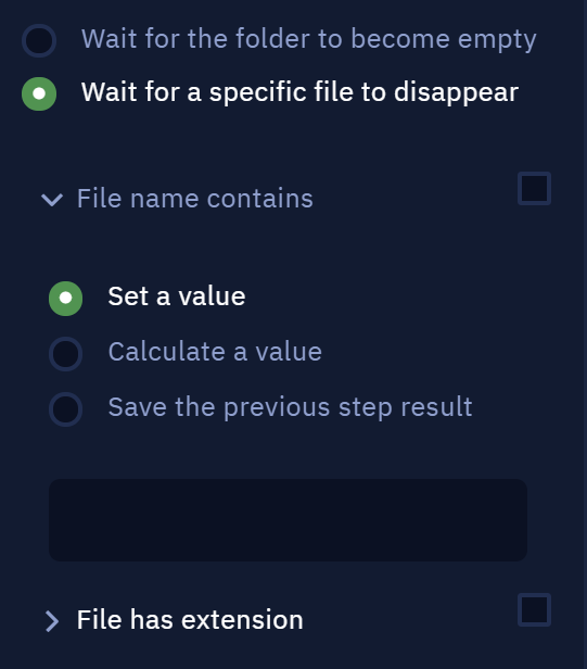 Disappearance event options