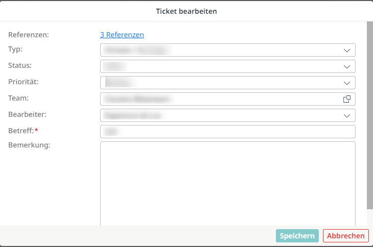 Standardisierte Möglichkeiten der Bearbeitung eines Tickets