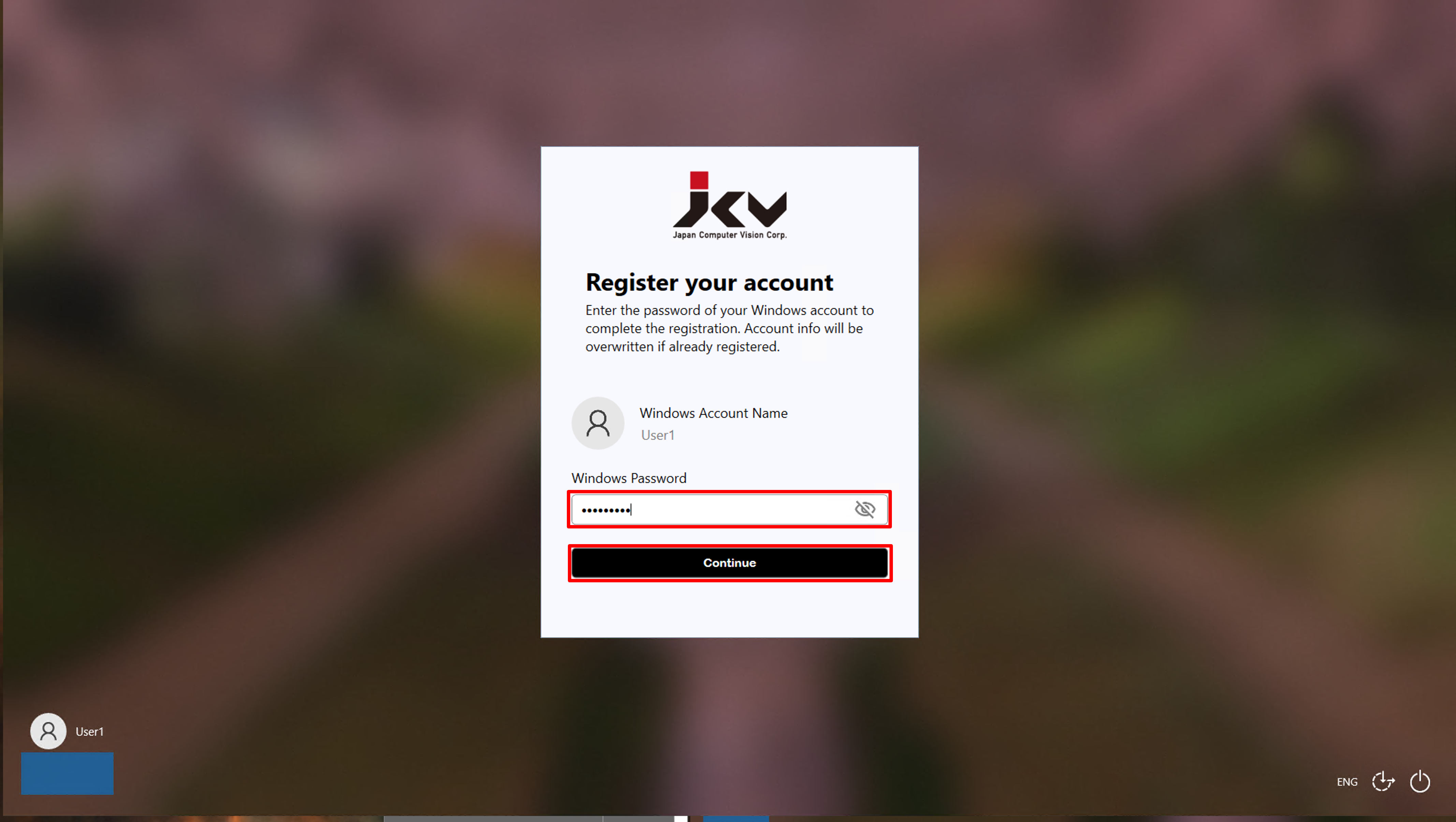 Register the account