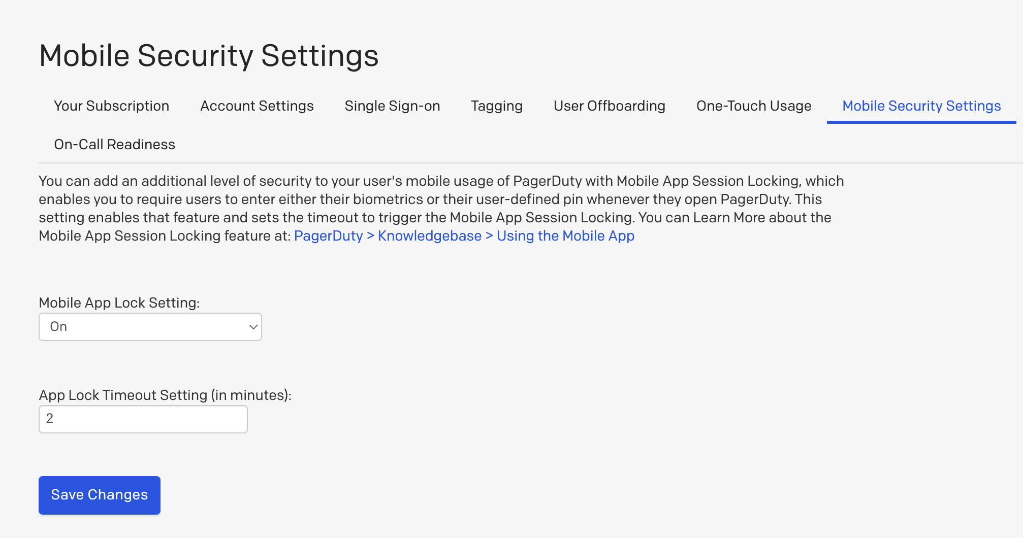 Mobile security settings